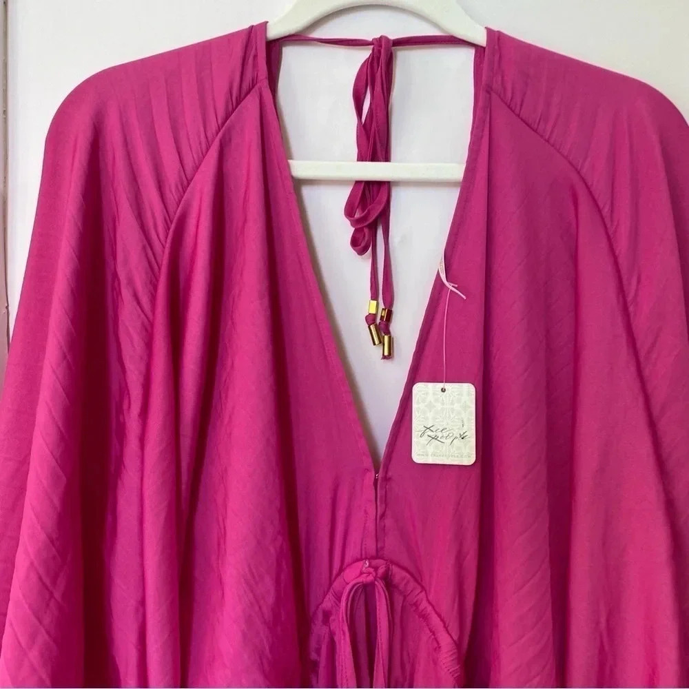 NWT Free People Arzel Long Sleeve Mini Dress Pink Small - Picture 9 of 14